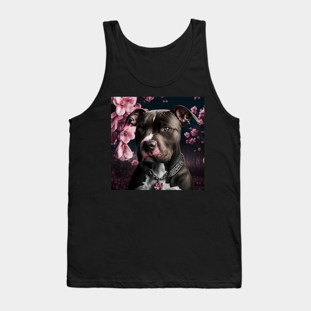 Pit Bull And Cherry Tree Tank Top by Enchanted Reverie